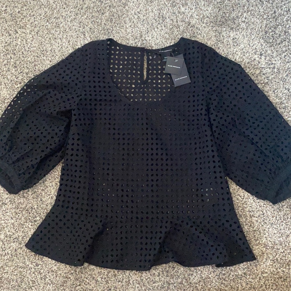 BNWT Club Monaco black blouse